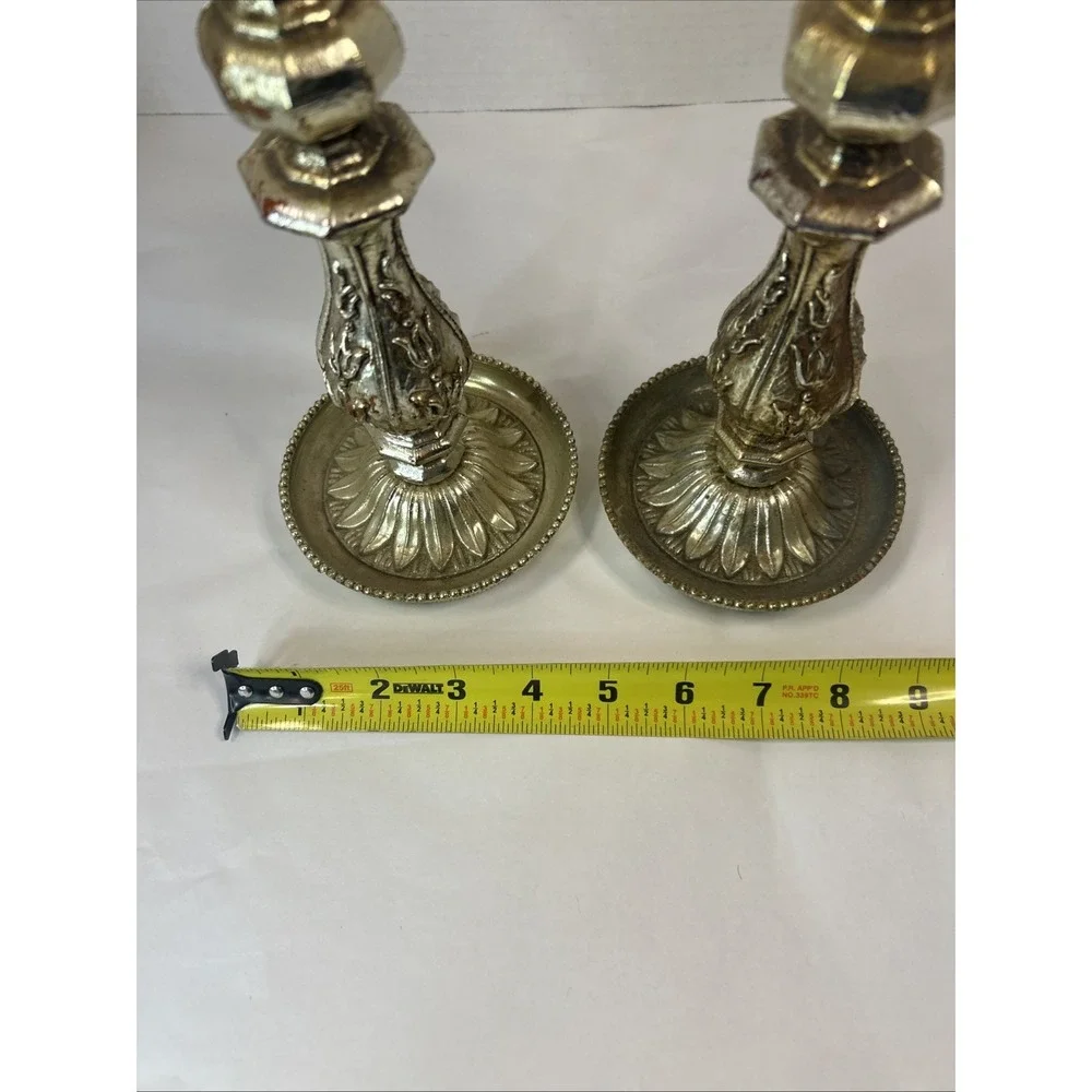 Vintage Gold Tone Candle Holder Set Of 2 Beautiful Ornate Hollywood Regency Read